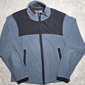 REI Full Zip‎ Fleece Jacket Large Blue Medium Zip Pockets vented elastic waist